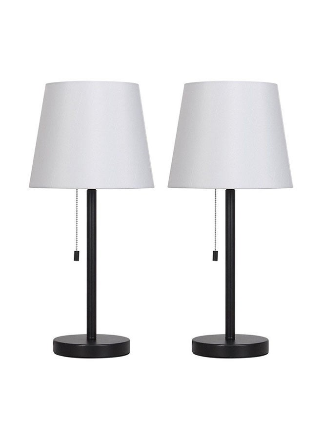 أجريون قطعتان أباجورات طاولة بجانب السرير، أباجورات مكتب أنيقة حديثة لغرفة النوم غرفة المعيشة تحتوي على لمبة أبيض. - Image 3